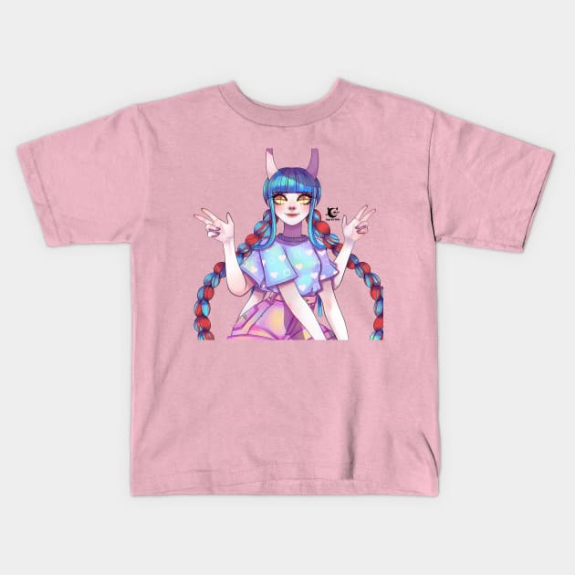 Six 🌺 Kids T-Shirt by Angie Kat Neko